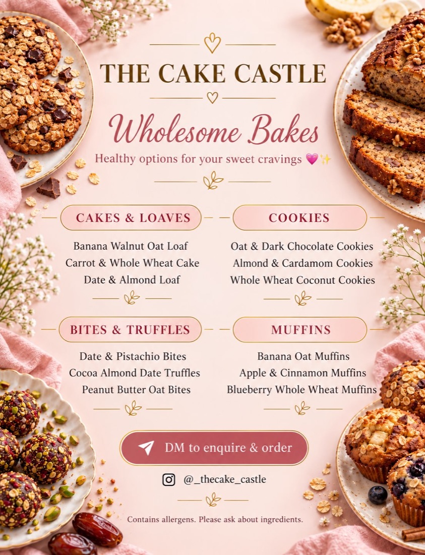 The Cake Castle wholesome bakes menu